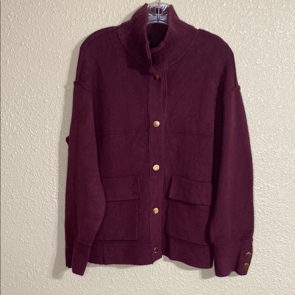 NWT Tahari Burgundy Snap Cardigan Sweater Jacket Size S
